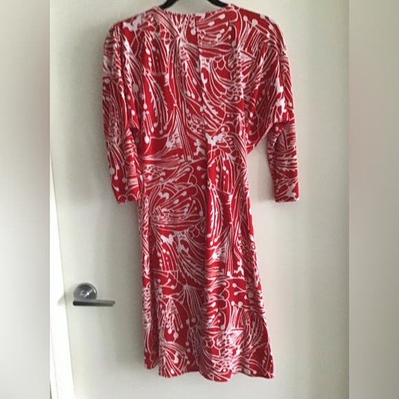 Marciano Wrap Dress Red and White Pattern - Picture 2 of 3